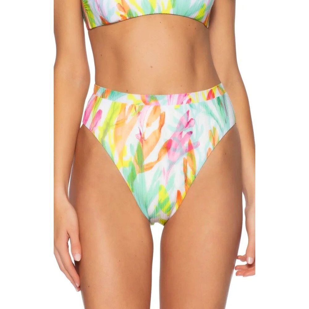 NWT Becca Coral Reef High Waist Bikini Swim Bottoms M